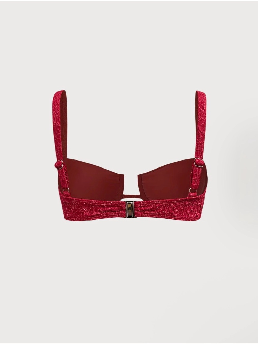 Berlook Wine Red Sparkle Textured Underwire Top & Full Coverage Bottom- Swim Set - Picture 7 of 13